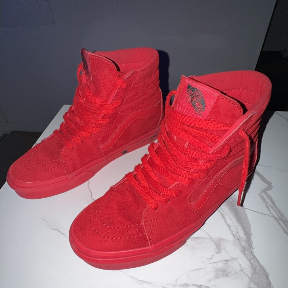 All red vans shoes - vans sk8 hi nubuck red